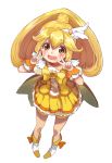  bangs big_hair blonde_hair bow cure_peace double_v dress from_above hair_ornament kise_yayoi long_hair looking_at_viewer magical_girl open_mouth pigeon-toed precure shirabi_(life-is-free) shorts_under_skirt simple_background smile_precure! solo v white_background yellow_eyes 