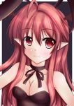  bad_id bare_shoulders breasts bunny_girl bunnysuit cleavage face kaima kemonomimi_mode koakuma pointy_ears red_eyes red_hair redhead smile solo the_embodiment_of_scarlet_devil touhou 