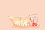  :&gt; animal_ears bowl cat_ears cat_tail closed_eyes eyes_closed fujiwara_no_mokou grey_hair happy komaku_juushoku long_hair minigirl ribbon sitting solo tail touhou 