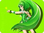  choker circlet cure_march dress green green_background green_dress green_eyes green_hair heart highres lliillii long_hair looking_back midorikawa_nao precure rounded_corners skirt smile smile_precure! solo 