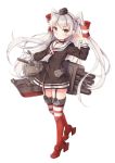  1girl amatsukaze_(kantai_collection) brown_eyes gloves hairband kantai_collection long_hair nyanya rensouhou-kun silver_hair solo turret twintails uniform 