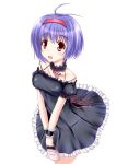  bag bare_shoulders blue_hair dress hairband imouto_recipe purse red_eyes short_hair ukai_honoka 