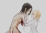  2girls amputee christa_renz die_(artist) injury multiple_girls nude profile shingeki_no_kyojin simple_background ymir_(shingeki_no_kyojin) 
