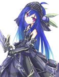  blue_hair fruit hinanawi_tenshi ichiyan long_hair multicolored_eyes sword touhou valkyrie weapon 