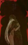  1girl bad_id black_hair couple emiya_kiritsugu fate/zero fate_(series) hug husband_and_wife irisviel_von_einzbern long_coat long_hair muted_color nude trench_coat white_hair yukasu 