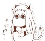  1girl english horns kantai_collection long_hair monochrome moomin moomintroll northern_ocean_hime northern_ocean_hime_(cosplay) sazanami_konami shinkaisei-kan simple_background tail 