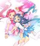  blue_eyes blue_hair cure_blossom cure_marine hanasaki_tsubomi hand_holding heartcatch_precure! holding_hands kurumi_erika long_hair magical_girl multiple_girls oota pink_eyes pink_hair precure skirt thigh-highs thighhighs twintails white_legwear 