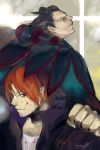  black_eyes blood caster_(fate/zero) clenched_hand dated fate/zero fate_(series) fist highres hj9142 male multiple_boys red_hair redhead signature uryuu_ryuunosuke 