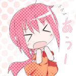  &gt;_&lt; 1girl chibi lowres open_mouth original pink_hair shichinose solo 
