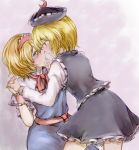  alice_margatroid blonde_hair blue_eyes blush capelet crescent dress furorida hairband hand_holding hat holding_hands looking_at_another lunasa_prismriver multiple_girls open_mouth shirt short_hair skirt skirt_set touhou vest wrist_cuffs yellow_eyes yuri 