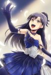  blue_hair dan_(orange_train) dress elbow_gloves gloves idol idolmaster kisaragi_chihaya open_mouth smile solo yellow_eyes 