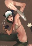  bikini_top brown_hair camera capri_pants cat copyright_request fish foreshortening glasses hat lokman_lam panties underwear 