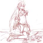  american_flag_bikini bikini boots breasts bubblegum flag_print jacket kneeling long_hair monica_adenauer monochrome off_shoulder pan!ies sketch solo swimsuit under_boob underboob yakitate!!_japan 