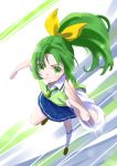  green_eyes green_hair long_hair midorikawa_nao necktie ooshima_tomo oshima_tomo ponytail precure running school_uniform sleeves_rolled_up smile smile_precure! solo sweater_vest vest 