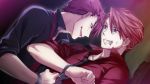  black_battler blood blue_eyes cuffs dark_persona dual_persona evil game_cg handcuffs multiple_boys ougon_musou_kyoku red_hair redhead umineko_no_naku_koro_ni ushiromiya_battler 