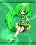  argyle argyle_background bebe_0620 bike_shorts bow bowtie character_name choker circlet cure_march dress green green_background green_dress green_eyes green_hair long_hair magical_girl midorikawa_nao ponytail precure ribbon shoes shorts_under_skirt skirt smile smile_precure! solo tri_tails very_long_hair wrist_cuffs 