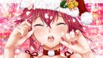  bare_shoulders bell blush christmas close closed_eyes cream crying cul earrings eyes_closed face fingernails food food_on_face fruit hands hat jewelry jingle_bell long_hair masami_chie nail_polish open_mouth portrait red_hair santa_hat solo strawberry tears vocaloid 