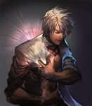  character_request copyright_request hand_on_own_chest male manly open_clothes open_shirt repi987 solo white_hair 