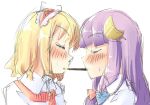  alice_margatroid arnest blonde_hair closed_eyes crescent eyes_closed face hairband long_hair multiple_girls patchouli_knowledge pocky pocky_kiss purple_hair shared_food short_hair sketch touhou 