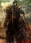  armor bccp fantasy highres horns male necktie original ribs skeleton solo whip 