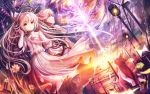  1girl akabane_(zebrasmise) bird brother_and_sister brown_eyes cat cloud dress dutch_angle flower hair_ribbon hair_tucking highres kasugano_haruka kasugano_sora lamp long_hair power_lines ribbon short_hair siblings silver_hair sky star_(sky) sunlight twins wallpaper white_dress yosuga_no_sora 