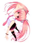  alternate_color alternate_hair_color azure_(capriccio) bracelet from_above hatsune_miku jewelry long_hair looking_up pink_eyes pink_hair sakura_miku skirt smile solo thigh-highs thighhighs twintails very_long_hair vocaloid zettai_ryouiki 