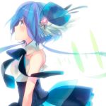  aoki_lapis bare_shoulders blue_eyes blue_hair bowtie hair_ornament hair_ribbon long_hair looking_away looking_up lowres non_(hey_you!) ousaka_nozomi profile ribbon simple_background skirt solo twintails vocaloid 