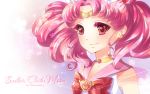  artist_name bad_id bishoujo_senshi_sailor_moon bow brooch character_name chibi_usa child choker earrings face hair_ornament hairpin heart jewelry kaminary long_hair magical_girl pink_hair purple_background red_eyes ribbon sailor_chibi_moon sailor_collar smile solo super_sailor_chibi_moon tiara twintails 