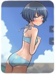  ano_natsu_de_matteru bikini blue_eyes blue_hair blush cloud kuinji_51go ocean short_hair sky solo swimsuit tanigawa_kanna tears 