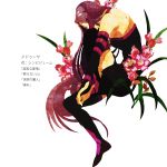  bad_id bare_shoulders blindfold cymbidium dress fate/stay_night fate_(series) flower kuroihato long_hair orchid partially_translated purple_hair rider solo strapless_dress thigh-highs thighhighs translation_request very_long_hair 