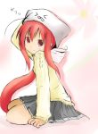  1girl hat long_hair original redhead shichinose sitting skirt smile solo very_long_hair 