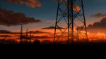  clouds dark evening grass highres mac_naut no_humans original power_lines scenic sky sunset tree twilight 