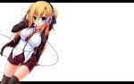  blonde_hair blue_eyes headphones original syroh thigh-highs thighhighs twintails white 
