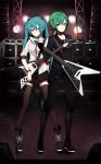  aqua_eyes aqua_hair arisaka_ako green_eyes green_hair guitar gumi hatsune_miku instrument long_hair multiple_girls thigh-highs thighhighs twintails vocaloid 