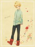  blonde_hair blue_eyes boots butters_stotch jacket smile south_park 