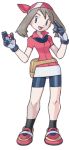  1girl bandana bike_shorts black_socks blue gloves hair haruka_(pokemon) official_art poke_ball pokemon pokemon_rse short_hair sugimori_ken 