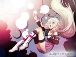  blue_eyes boots braid falling floating_hair ia_(vocaloid) kii_(theory) long_hair looking_up mismatched_legwear open_mouth pink_hair single_thighhigh skirt solo thigh-highs thigh_strap thighhighs twin_braids very_long_hair vocaloid 