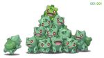  bulbasaur clone ditb green no_humans number odd_one_out pokemon pokemon_(creature) pokemon_(game) pokemon_rgby shiny_pokemon simple_background too_many white_background 