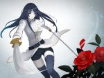  black_hair flower flowers gintama imai_nobume long_hair red_eyes sword weapon 