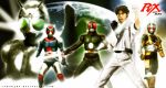  5boys armor belt black blue dark gloves green_eyes helmet kamen_rider kamen_rider_black_rx kamen_rider_black_rx_(series) male minami_kotaro moon multiple_boys multiple_persona ramahyde red_eyes rx saber saber_(weapon) shadow_moon sword weapon yellow 