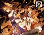  alternate_costume animal_ears bare_shoulders blonde_hair boots bow breasts brown_eyes brown_hair cat_ears chen cleavage dress ear_piercing fang fingernails fox_ears fox_tail hair_ornament hato_satobeni hisona_(suaritesumi) japanese_clothes kimono long_fingernails multiple_girls multiple_tails no_hat no_headwear off_shoulder ofuda open_mouth piercing red_boots ribbon sash shirt short_hair squatting tabard tail tail_ribbon touhou v_arms white_dress yakumo_ran yellow_eyes 