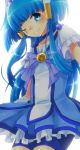 amamiya_hisui aoki_reika bike_shorts blue_dress blue_eyes blue_hair bowtie brooch cure_beauty dress hair_tubes highres jewelry long_hair magical_girl payot precure shorts_under_skirt skirt smile smile_precure! solo white_background wink 