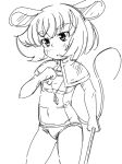  :&lt; animal_ears capelet jewelry kehukoete monochrome mouse_ears mouse_tail nazrin pendant school_swimsuit short_hair sketch solo swimsuit tail touhou 