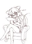  animal_ears armchair bare_legs barefoot bespectacled capelet crossed_legs dress feet glasses hair_ornament hairclip jewelry kehukoete legs_crossed monochrome mouse mouse_ears mouse_tail nazrin short_hair sitting sketch solo star tail touhou 