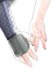  1boy 1girl cokiebeard faceless faceless_female faceless_male highres holding_hands jiraiya_(naruto) nail_polish naruto naruto_(series) red_nails simple_background tsunade_(naruto) wrist_cuffs 