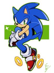  1boy animal_ears animal_nose blue_fur closed_mouth full_body furry furry_male gloves green_eyes hedgehog_boy highres looking_at_viewer male_focus red_shoes ring_(sonic) shoes short_tail simple_background sitting solo sonic_(series) sonic_the_hedgehog tail weon1119 white_background white_gloves 