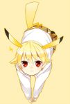  :3 all_fours animal_ears blonde_hair child child_gilgamesh cosplay fate/hollow_ataraxia fate/stay_night fate_(series) gilgamesh hara_(yakiburi) male pikachu pikachu_(cosplay) pokemon red_eyes short_hair tail yellow_background young 