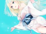  blonde_hair blue_eyes breasts cleavage frills inu_x_boku_ss japanese_clothes kimono kmikan veil yukinokouji_nobara 