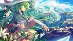  bird birdcage cage canyon cloud flower grand_canyon green_eyes green_hair hat hatsune_miku hime03 landmark long_hair paper_airplane scenic skirt sky solo sun_hat throwing vocaloid 