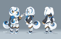  1girl 2017 absurdres animal_ears bag black_sleeves digitigrade dog dog_ears dog_girl dog_tail from_behind from_side furry furry_female highres krita_(medium) long_hair long_sleeves looking_ahead looking_at_viewer multiple_views non-web_source original reference_sheet screwdriver shadow shirt shorts shoulder_bag signature simple_background spirit_animals_in_disguise tail three_quarter_view toes toolbox tyson_tan white_fur white_hair white_shirt yellow_eyes 